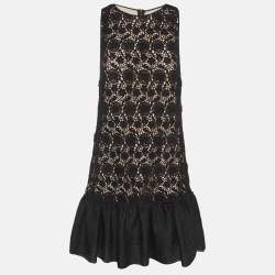 Pre Owned RED Valentino Black Lace Flounce Mini Dress M
