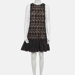 Pre Owned RED Valentino Black Lace Flounce Mini Dress M