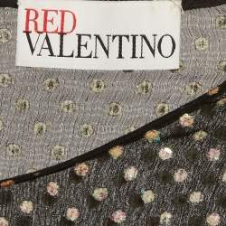 Pre Owned RED Valentino Black Polka Dot Glitter Embellished Midi Dress L
