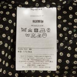 Pre Owned RED Valentino Black Polka Dot Glitter Embellished Midi Dress L