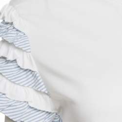 Pre Owned RED Valentino White Cotton Jersey Striped Ruffled Sleeve T-Shirt M