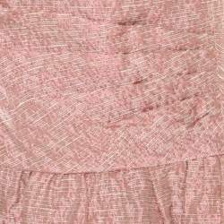 Pre Owned Red Valentino Pink and White Textured Drop Waist Sleeveless Dress M