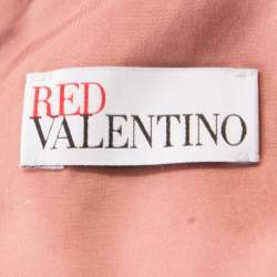 Pre Owned Red Valentino Pink and White Textured Drop Waist Sleeveless Dress M