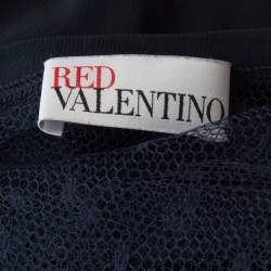 RED Valentino Navy Blue Sheer Lace Panel Insert Sleeveless Sheath Dress XL
