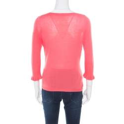 RED Valentino Pink Knit Bow Detail Long Sleeve Top M