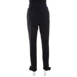 Pre Owned RED Valentino Black Wool Ankle Bow Detail Tapered Trousers M