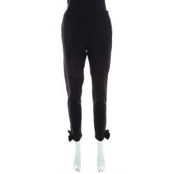 Pre Owned RED Valentino Black Wool Ankle Bow Detail Tapered Trousers M