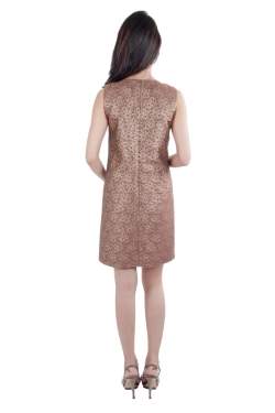 Pre Owned Red Valentino Brown Floral Lurex Jacquard Sleeveless Shift Dress S