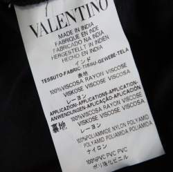 Pre Owned RED Valentino Black Knit Sequined Lace Trim V Neck Top S