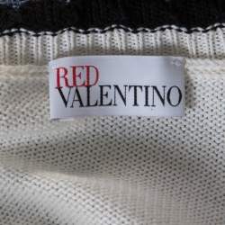 RED Valentino Cream Floral Applique Cotton Knit Top S