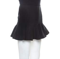 Red Valentino Black Cotton-Blend Ruffle Mini Skirt XS