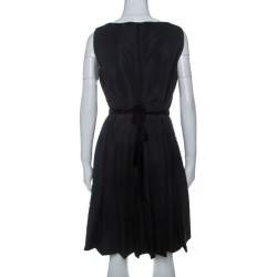 Pre Owned RED Valentino Black Pleated Lace Skirt Detail Sleeveless Dress L
