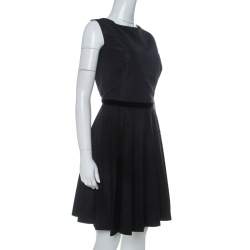 Pre Owned RED Valentino Black Pleated Lace Skirt Detail Sleeveless Dress L