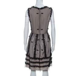 Pre Owned RED Valentino Beige Crepe and Taffeta Contrast Lace Overlay Dress L