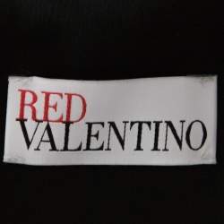 Pre Owned RED Valentino Black Floral Print Taffeta Pleated Waist Short Dress L