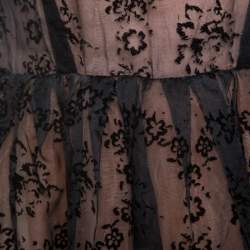 RED Valentino Black Floral Burnout Organza Short Dress S