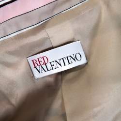 Pre Owned RED Valentino Pink Striped Taffeta Belted Coat M
