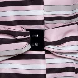 Pre Owned RED Valentino Pink Striped Taffeta Belted Coat M