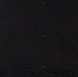 Red Valentino Black Knit Ruffled Peplum Cardigan S