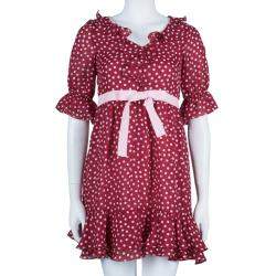 Pre Owned RED Valentino Polka Dot V-Neck Ruffle Dress S