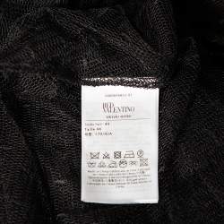 Pre Owned RED Valentino Black Tulle Floral Applique Detail Tiered Point D'esprit Gown M