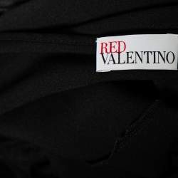 Pre Owned RED Valentino Black Tulle Floral Applique Detail Tiered Point D'esprit Gown M