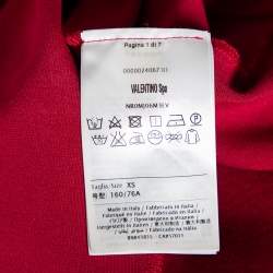 Pre Owned RED Valentino Burgundy Knit Ruffled Neck T-Shirt Dress XS
