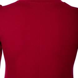 Pre Owned RED Valentino Burgundy Knit Ruffled Neck T-Shirt Dress XS
