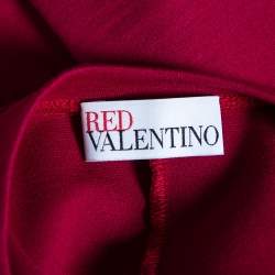 Pre Owned RED Valentino Burgundy Knit Ruffled Neck T-Shirt Dress XS