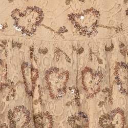 RED Valentino Beige Embellished Lace Bow Detail Mini Dress L