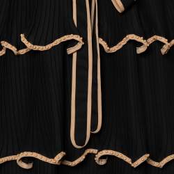 مملوكة مسبقًا Red Valentino Black Crepe Bead Detail Tiered Dress L
