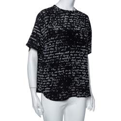 Pre Owned RED Valentino Black Printed Silk Round Neck T-Shirt M