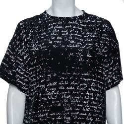 Pre Owned RED Valentino Black Printed Silk Round Neck T-Shirt M