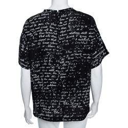 Pre Owned RED Valentino Black Printed Silk Round Neck T-Shirt M