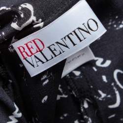 Pre Owned RED Valentino Black Printed Silk Round Neck T-Shirt M