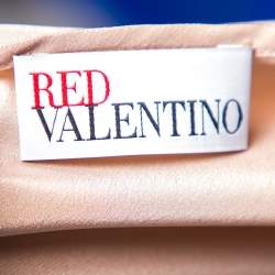 Pre Owned RED Valentino Ivory Floral & Polka Dot Printed Silk Tie-Neck Detail Blouse M