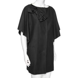 Pre Owned RED Valentino Black Wool Bow Applique Detailed Coat S