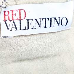 Pre Owned Red Valentino Beige Sequined Embellished Tulle Sleeveless Shift Dress M