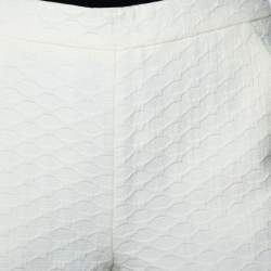 Pre Owned RED Valentino Ivory Textured Cotton Shorts S