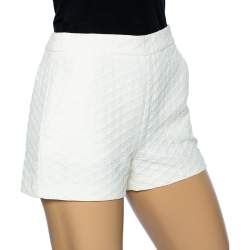 Pre Owned RED Valentino Ivory Textured Cotton Shorts S