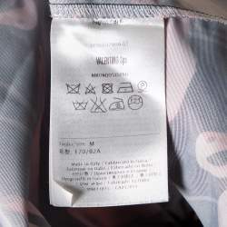 Pre Owned RED Valentino Black Cotton Knit And Flamingo Printed Sleeveless Mini Dress M