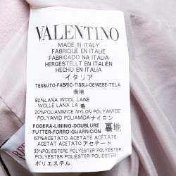RED Valentino Pink Wool Pleated Detailed Double Breasted Belted Coat S