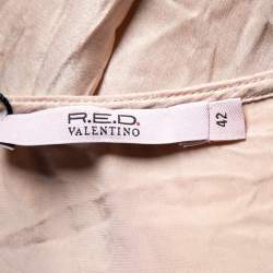 Pre Owned RED Valentino Pale Pink Silk Smocked Crop Top M