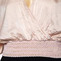 Pre Owned RED Valentino Pale Pink Silk Smocked Crop Top M