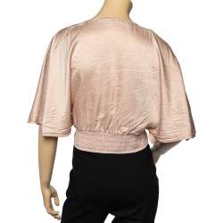 Pre Owned RED Valentino Pale Pink Silk Smocked Crop Top M