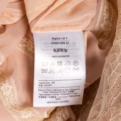 Pre Owned RED Valentino Dusky Pink Chiffon And Lace Trimmed Gathered Waist Detailed Dress S