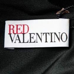 Pre Owned RED Valentino Black Polka Dot Silk Sleeveless Midi Dress S