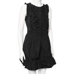 Pre Owned RED Valentino Black Synthetic Applique Detail Sleeveless Dress M
