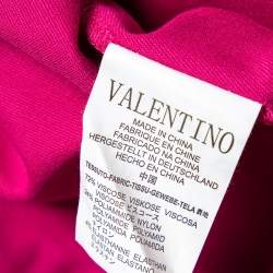 Pre Owned RED Valentino Pink Stretch Knit Ruffle Trimmed Bow Detailed Short Dress M