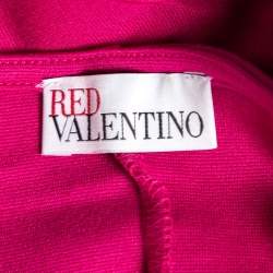 Pre Owned RED Valentino Pink Stretch Knit Ruffle Trimmed Bow Detailed Short Dress M